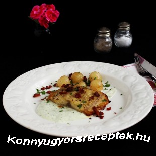 Harcsaszelet sült karalábéval és karalábékrémmel